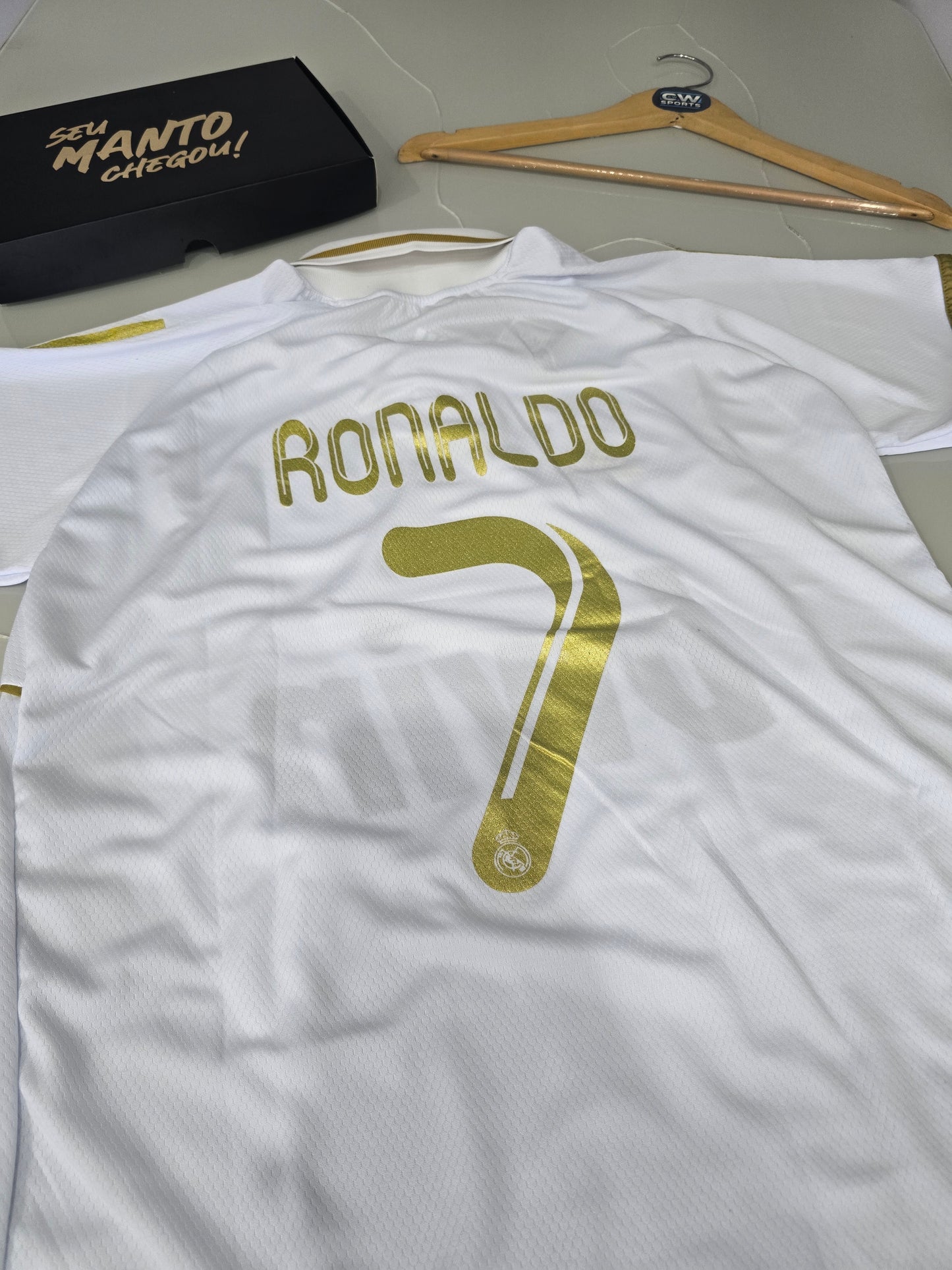 Polo Real Madrid Branca CR7 - Retrô