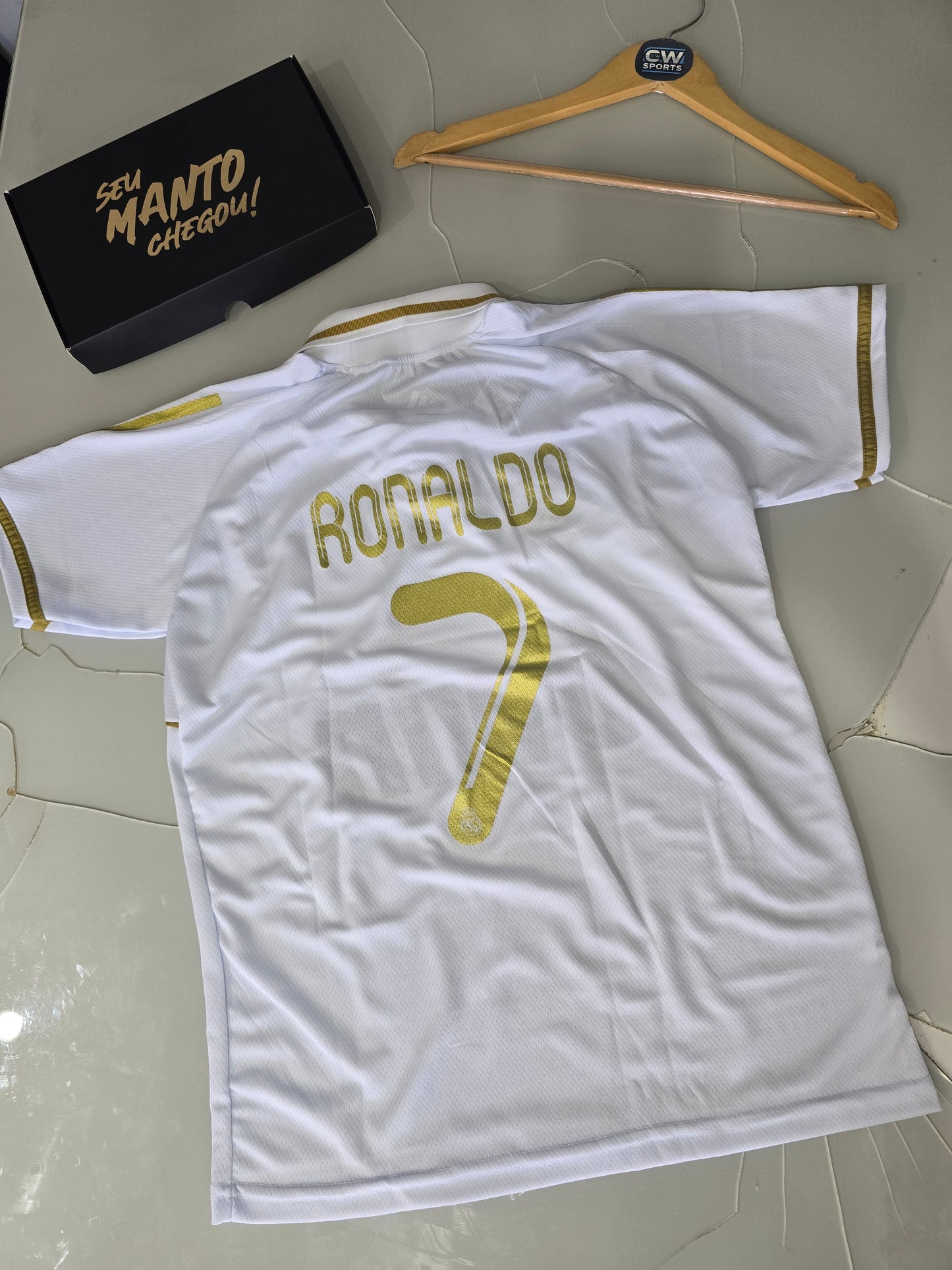 Polo Real Madrid Branca CR7 - Retrô