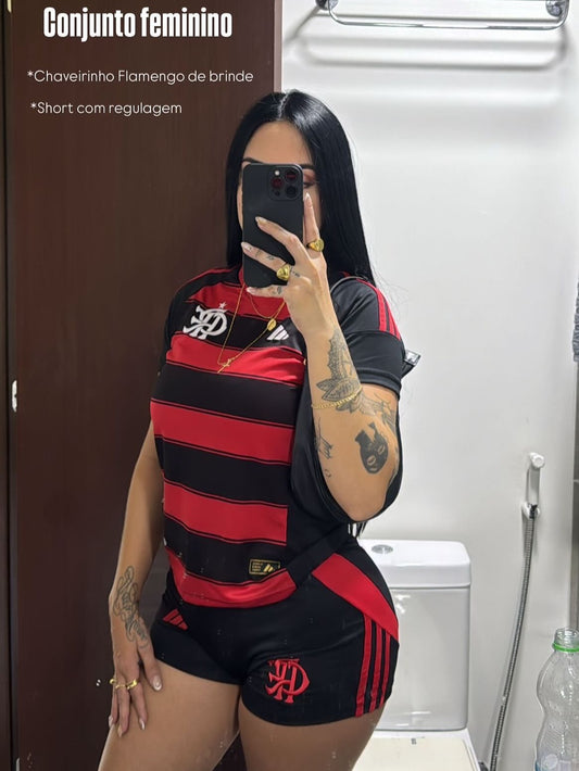 Conjunto Flamengo Manto 1 - FEMININO (Pré Venda - 15/20 dias)