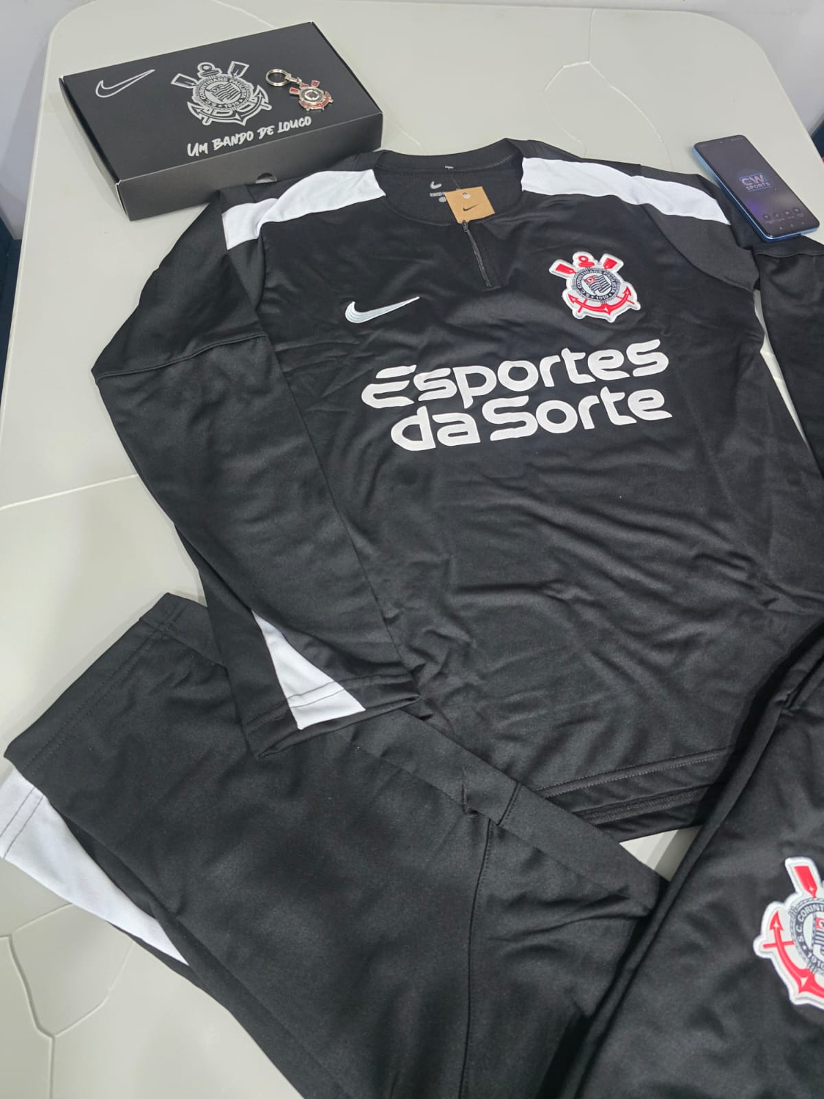 Conjunto Corinthians Preto com Patrocinio - 2025